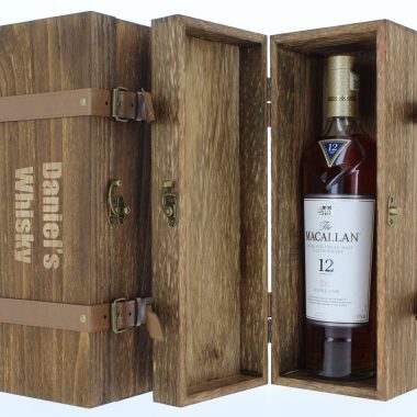 Personalised Wooden Gift Box with Macallan 12 Year Old Double Cask Whisky 70cl 40%