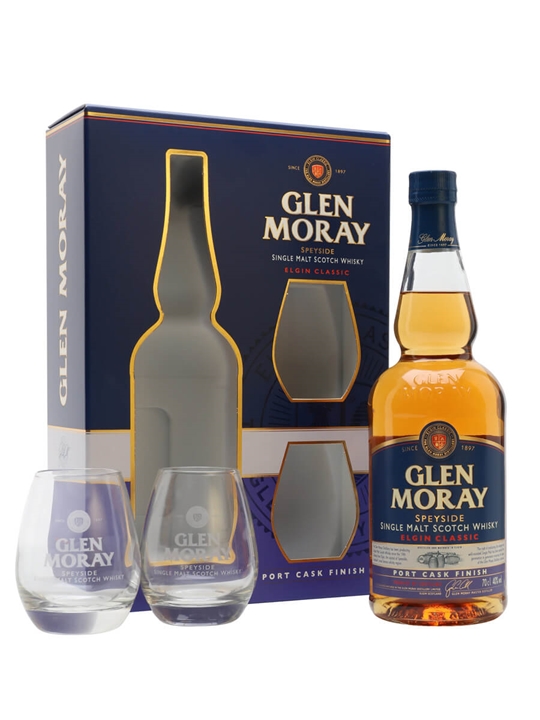 Glen Moray Port Cask Finish / Glass Set Speyside Whisky