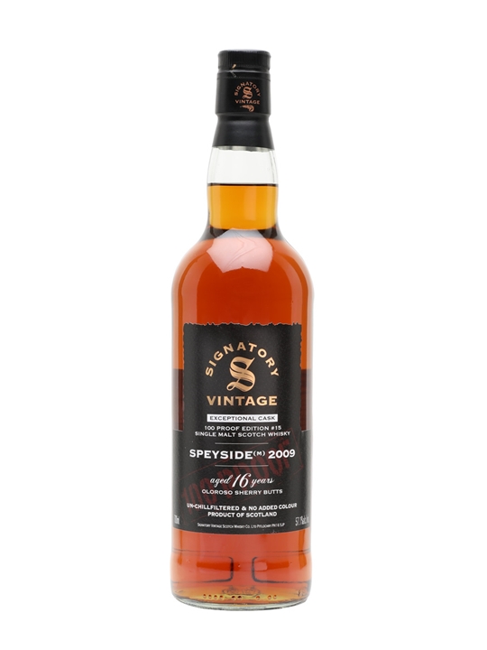 Secret Speyside (M) 2009 / 16 Year Old / Signatory 100 Proof Exceptional #15 Speyside Whisky